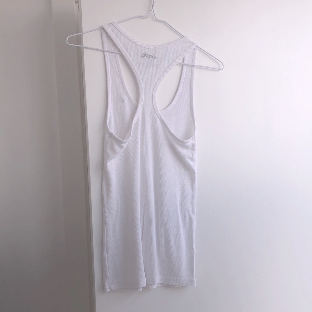 NWOT ASICS White Ribbed Fitted Racerback Tank, S - Picture 4 of 4